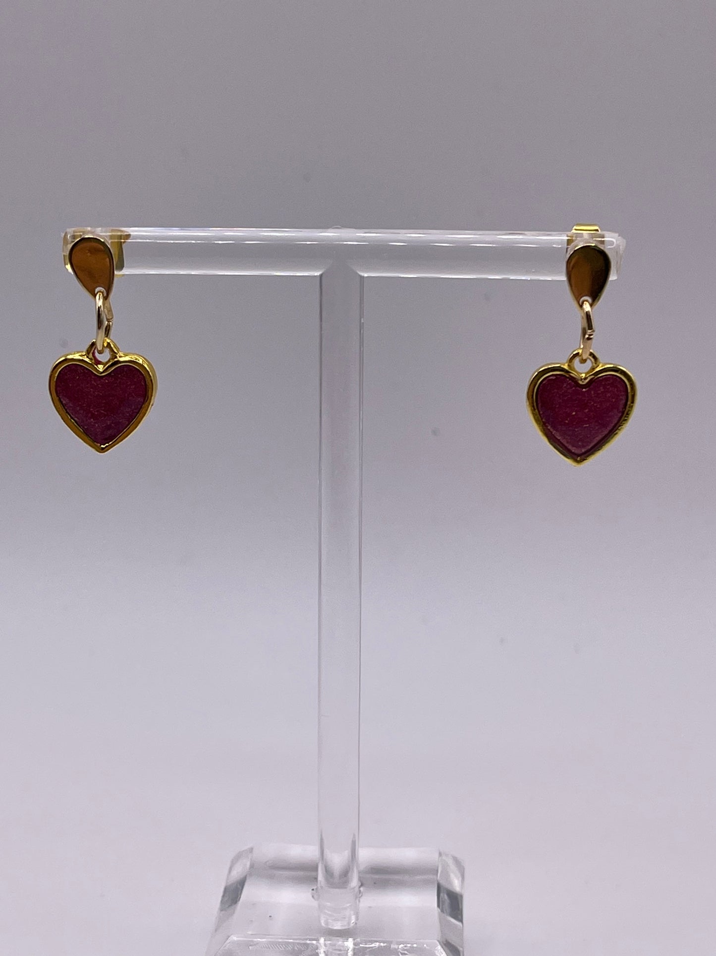 Petite Dangle Inlay Heart Earrings