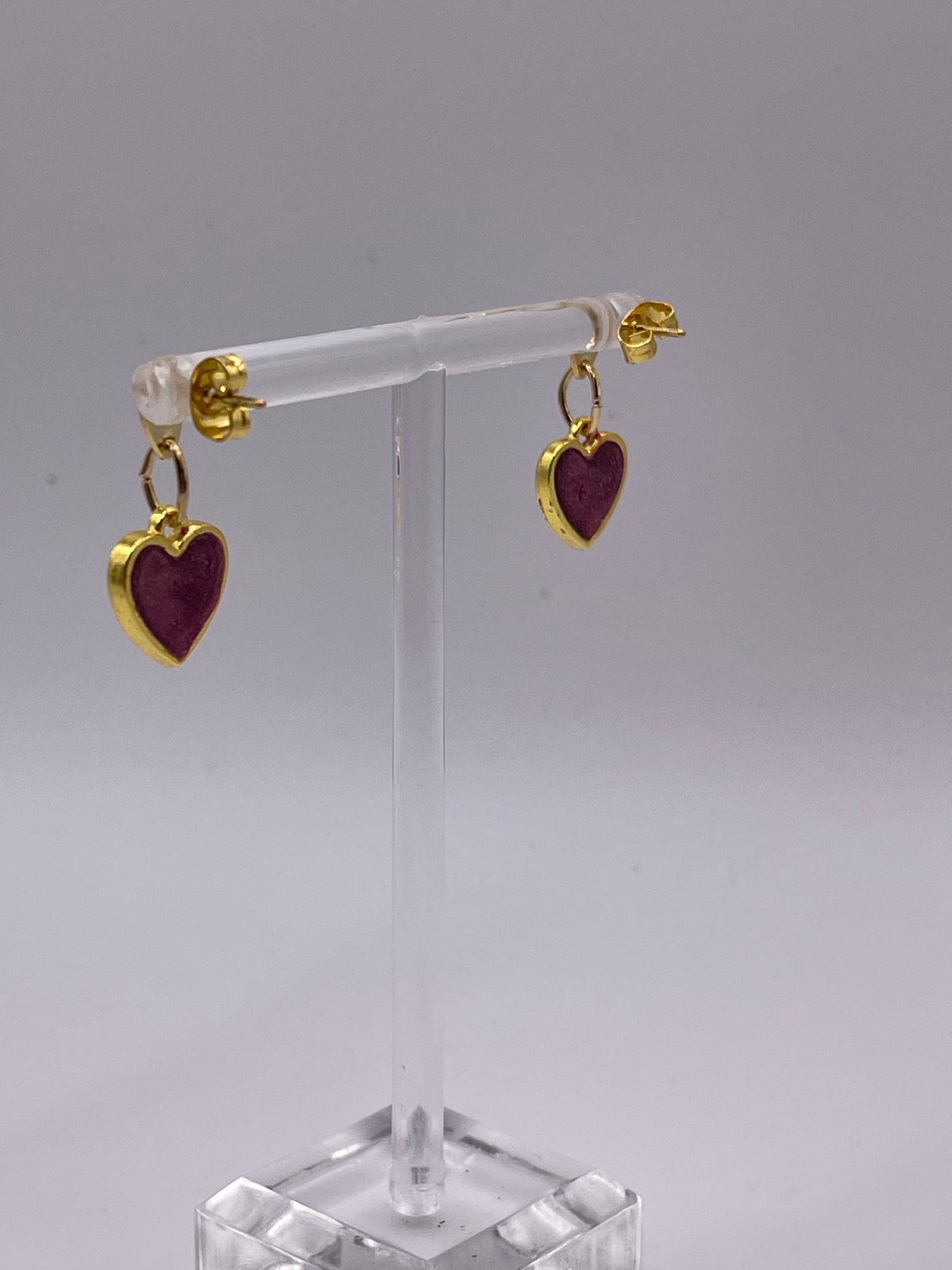 Petite Dangle Inlay Heart Earrings