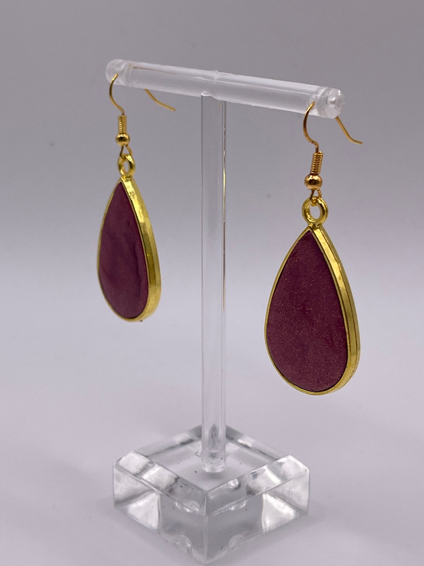 Polymer Clay Inlay Large Teardrop Dangle Earrings