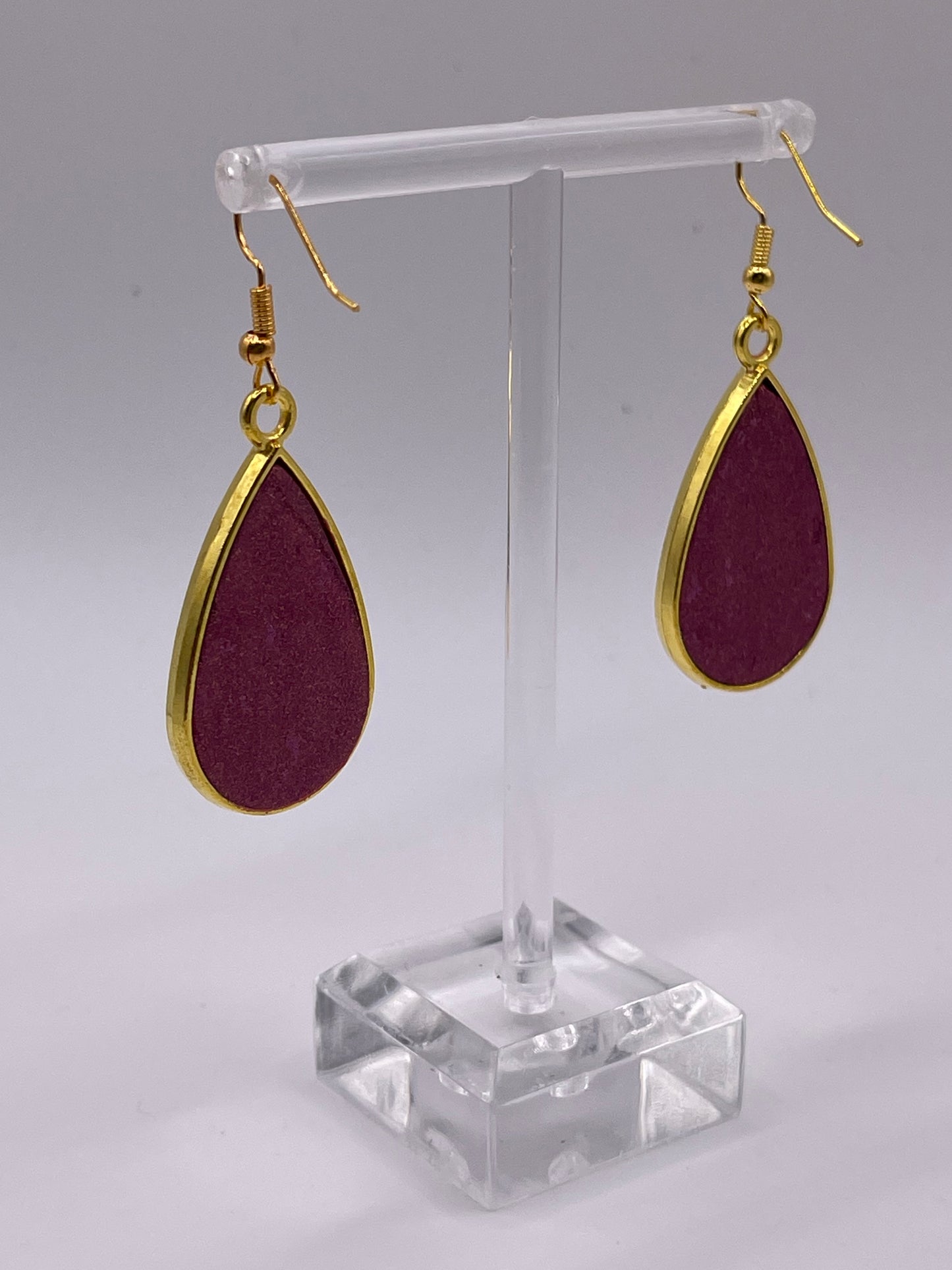 Polymer Clay Inlay Large Teardrop Dangle Earrings