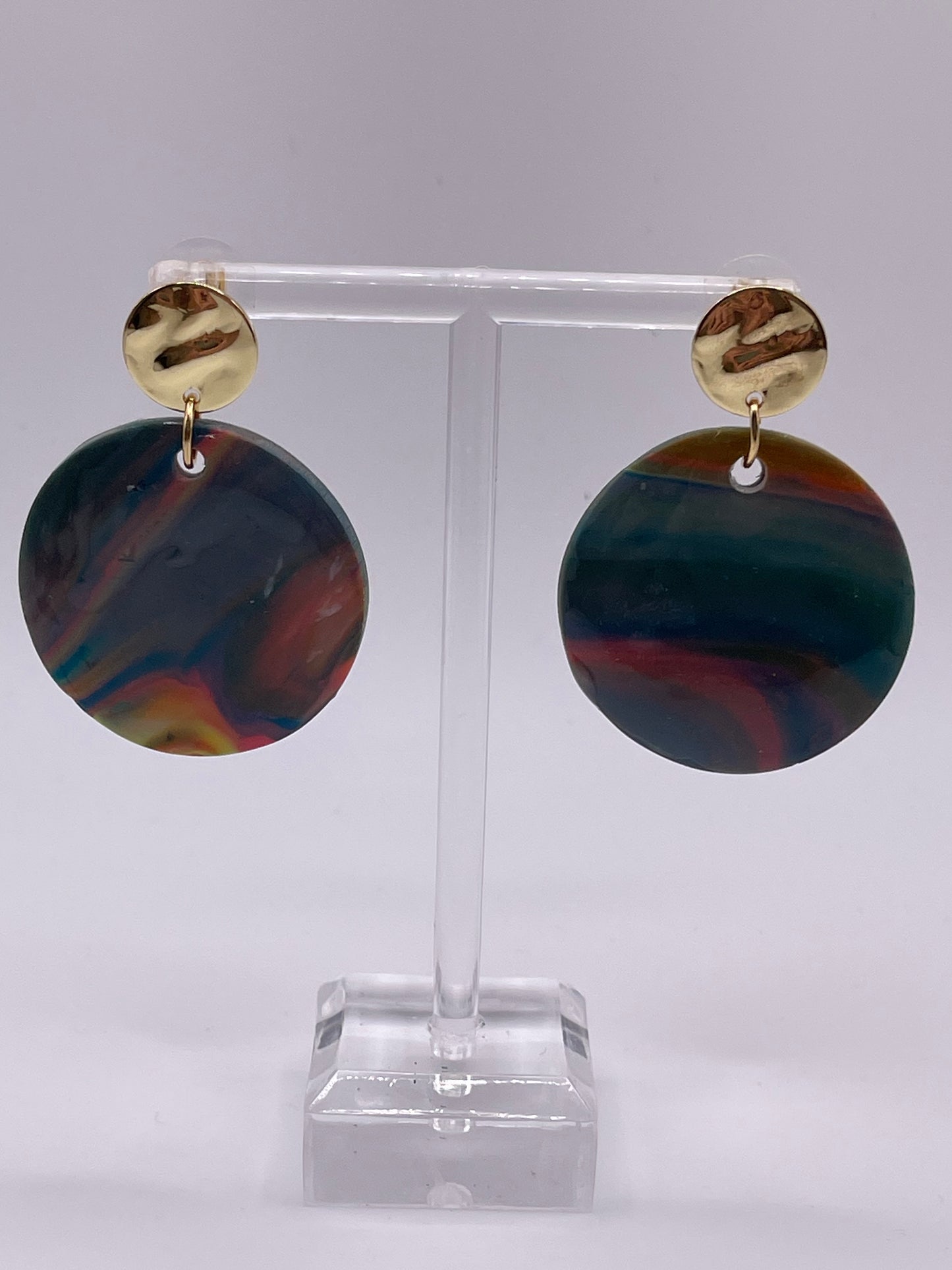 Polymer Clay Dark Swirl Earrings