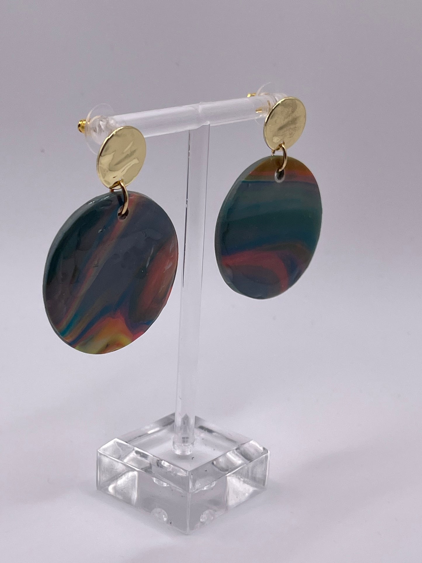 Polymer Clay Dark Swirl Earrings