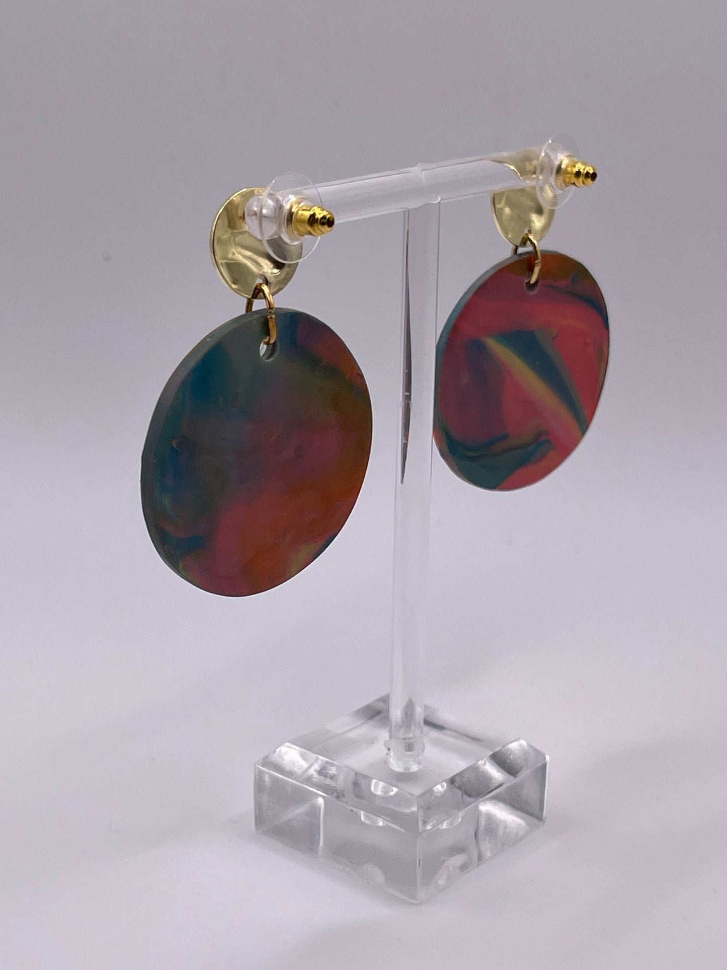 Polymer Clay Dark Swirl Earrings