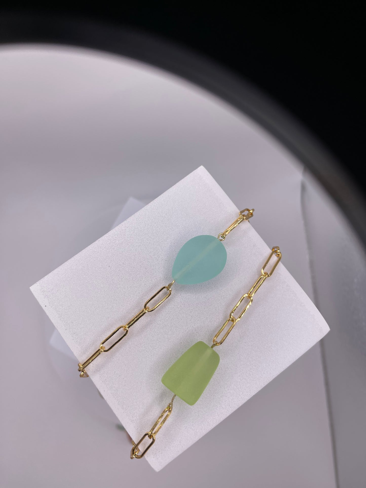 Seaglass Look Paperclip Chain Necklace