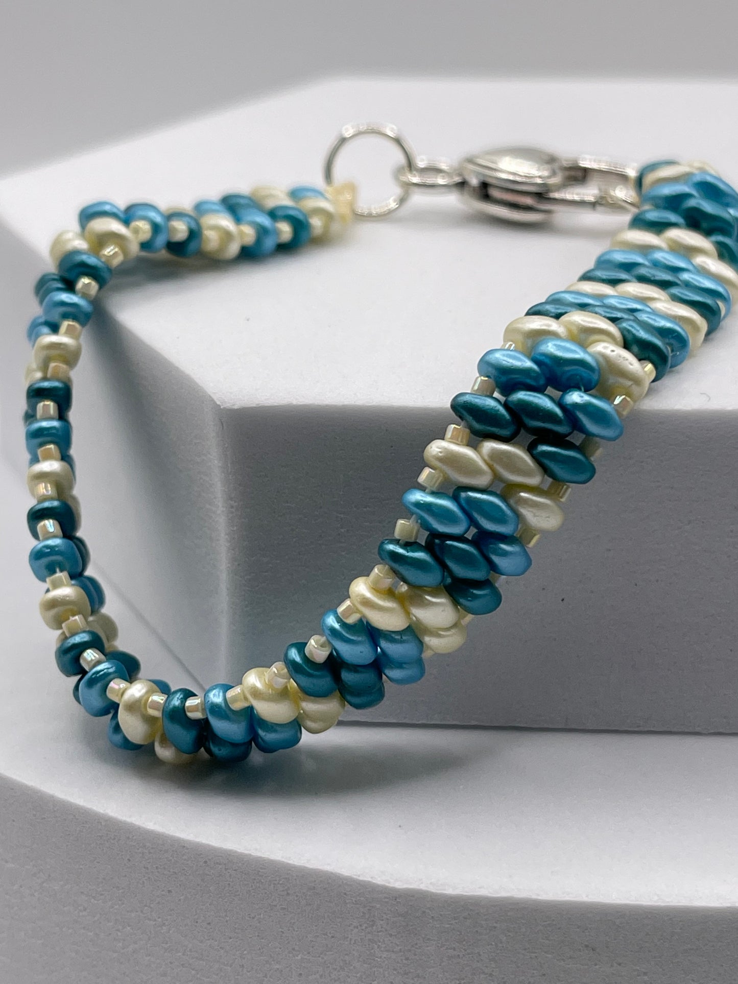 Teal & Ivory Beaded Bracelet