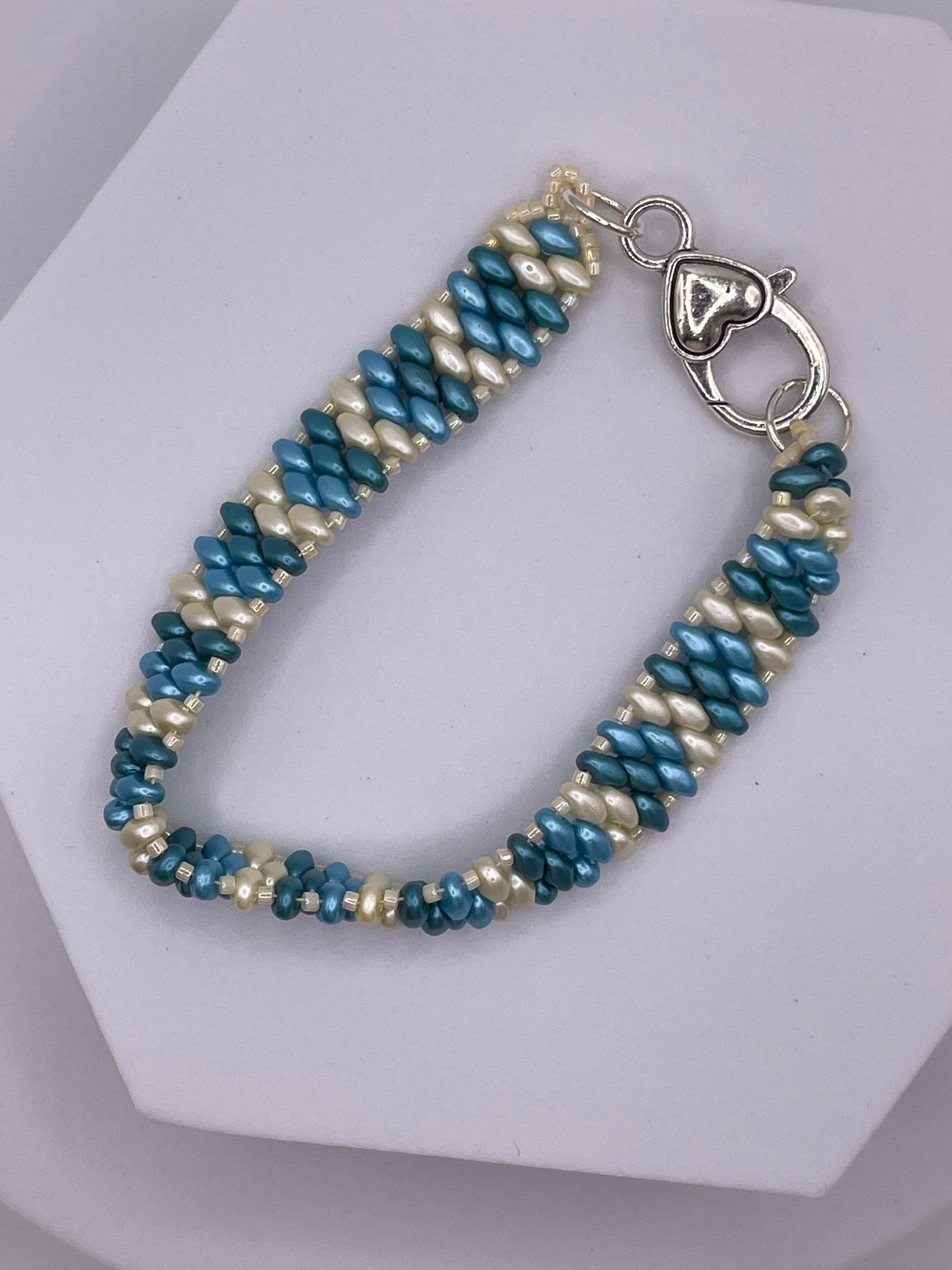 Teal & Ivory Beaded Bracelet