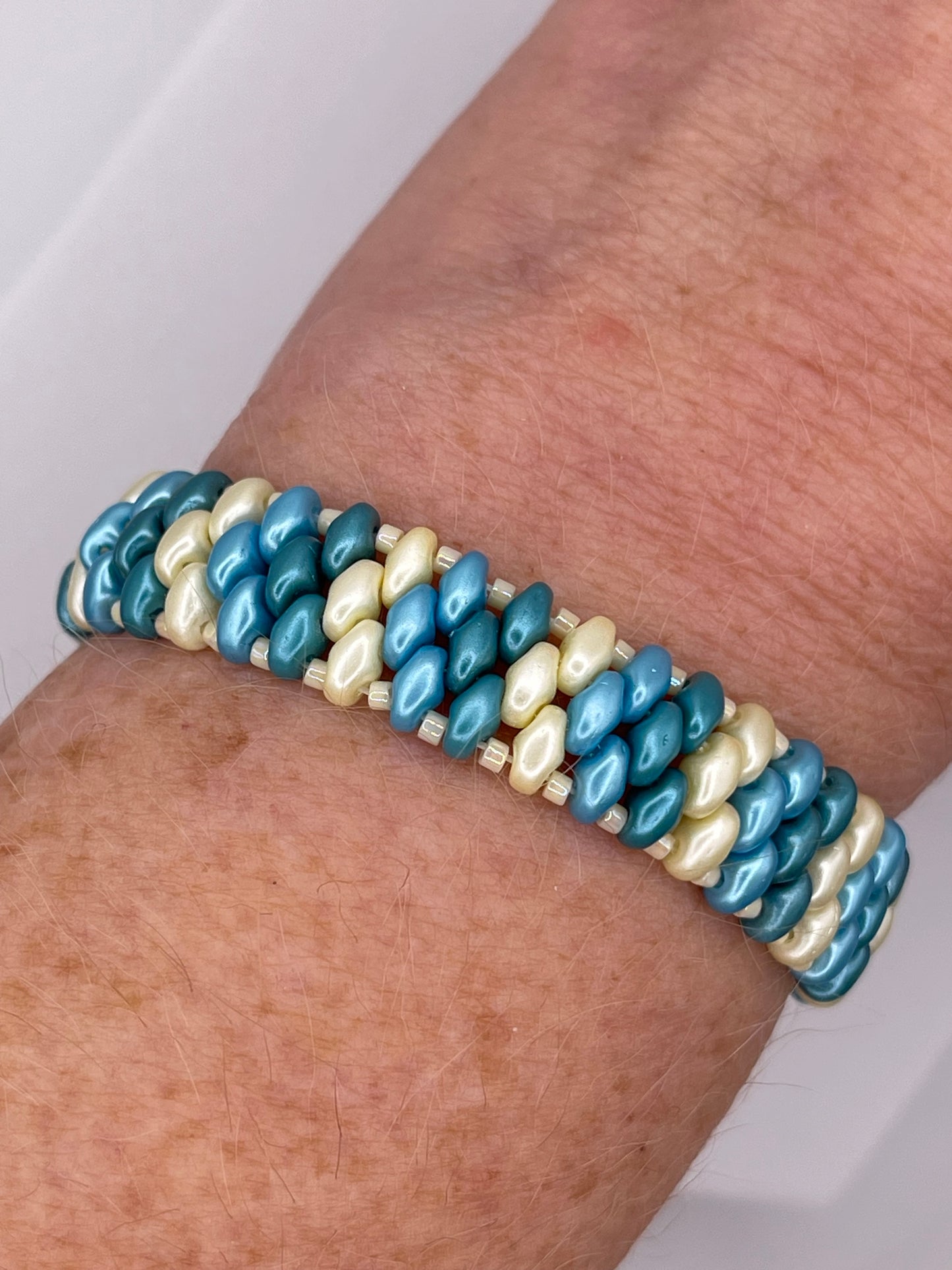Teal & Ivory Beaded Bracelet