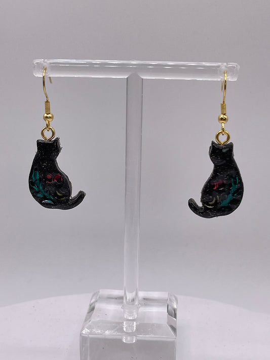 Black Cat Dangle Earrings