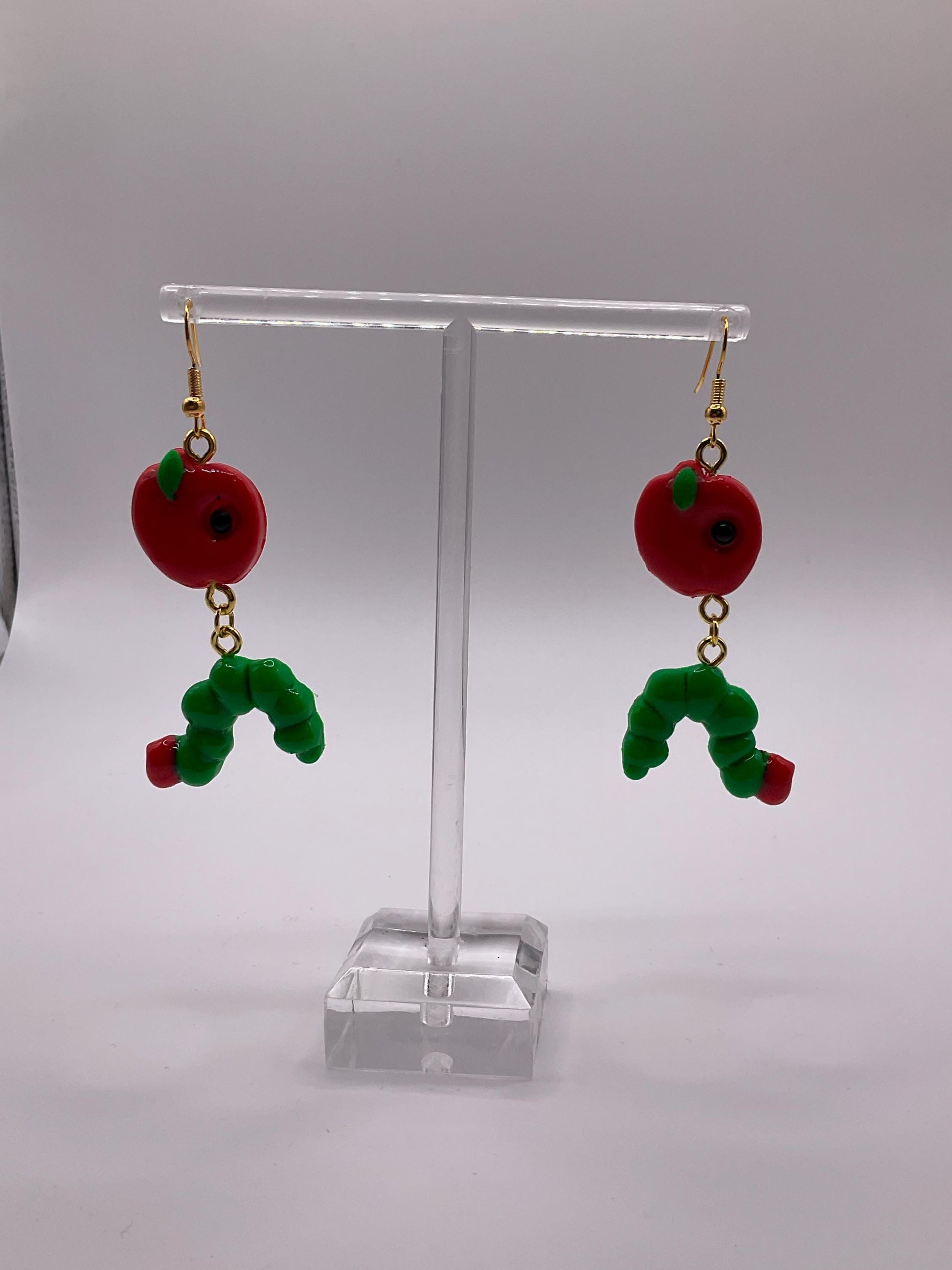 Lightweight Polymer Clay Hungry Caterpillar Inspired Dangle Earrings