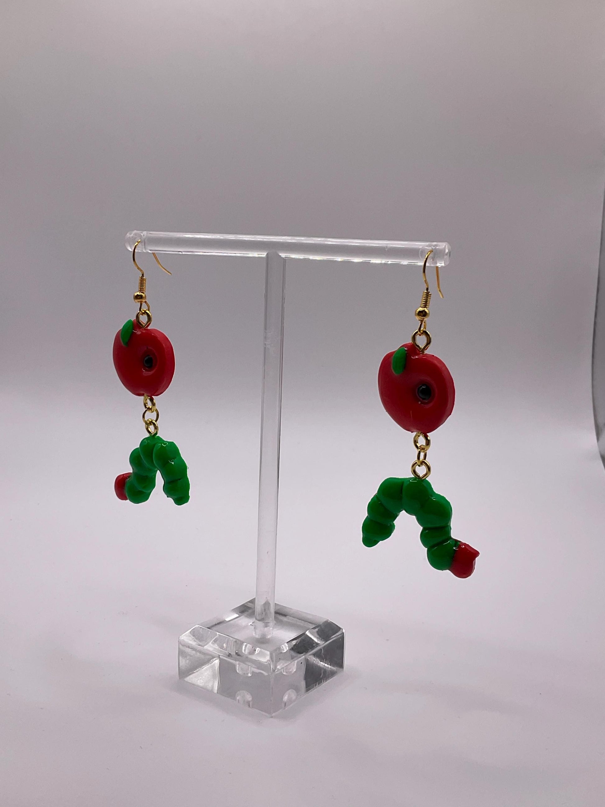 Lightweight Polymer Clay Hungry Caterpillar Inspired Dangle Earrings