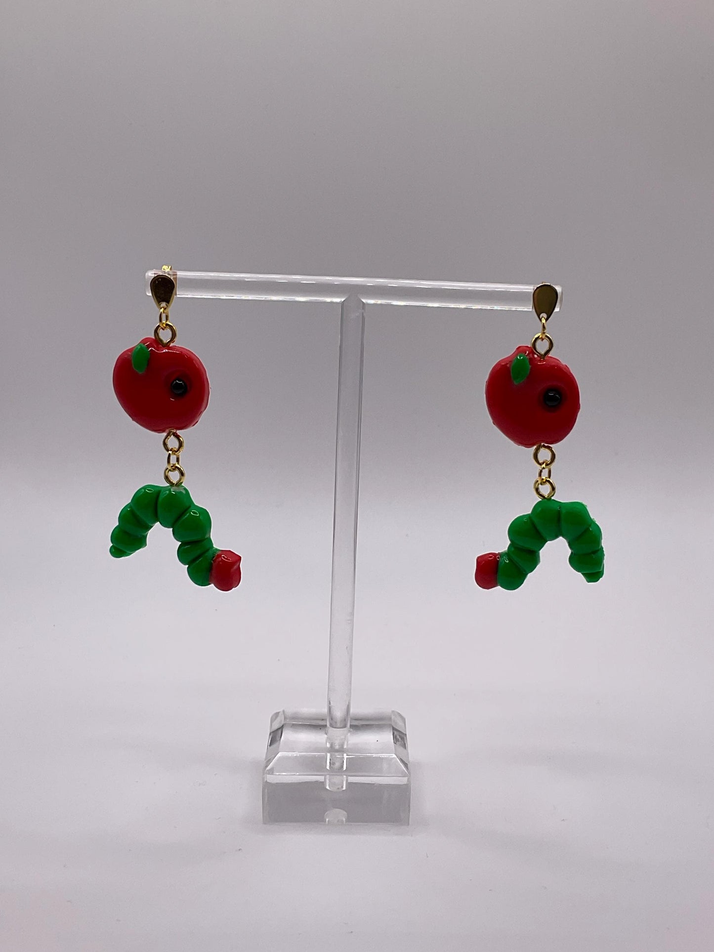 Lightweight Polymer Clay Hungry Caterpillar Inspired Dangle Earrings