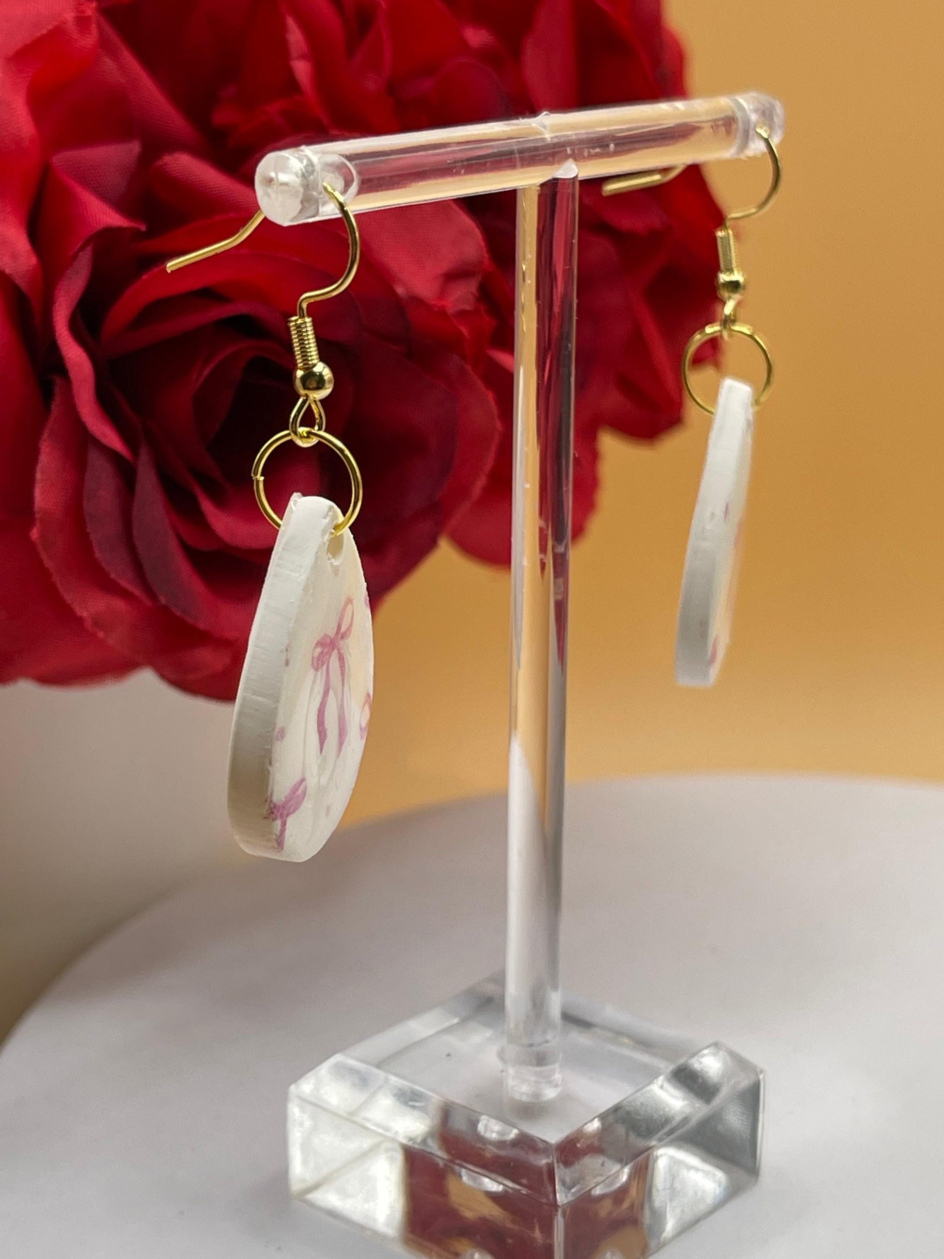 Pink Bow Dangle Earrings