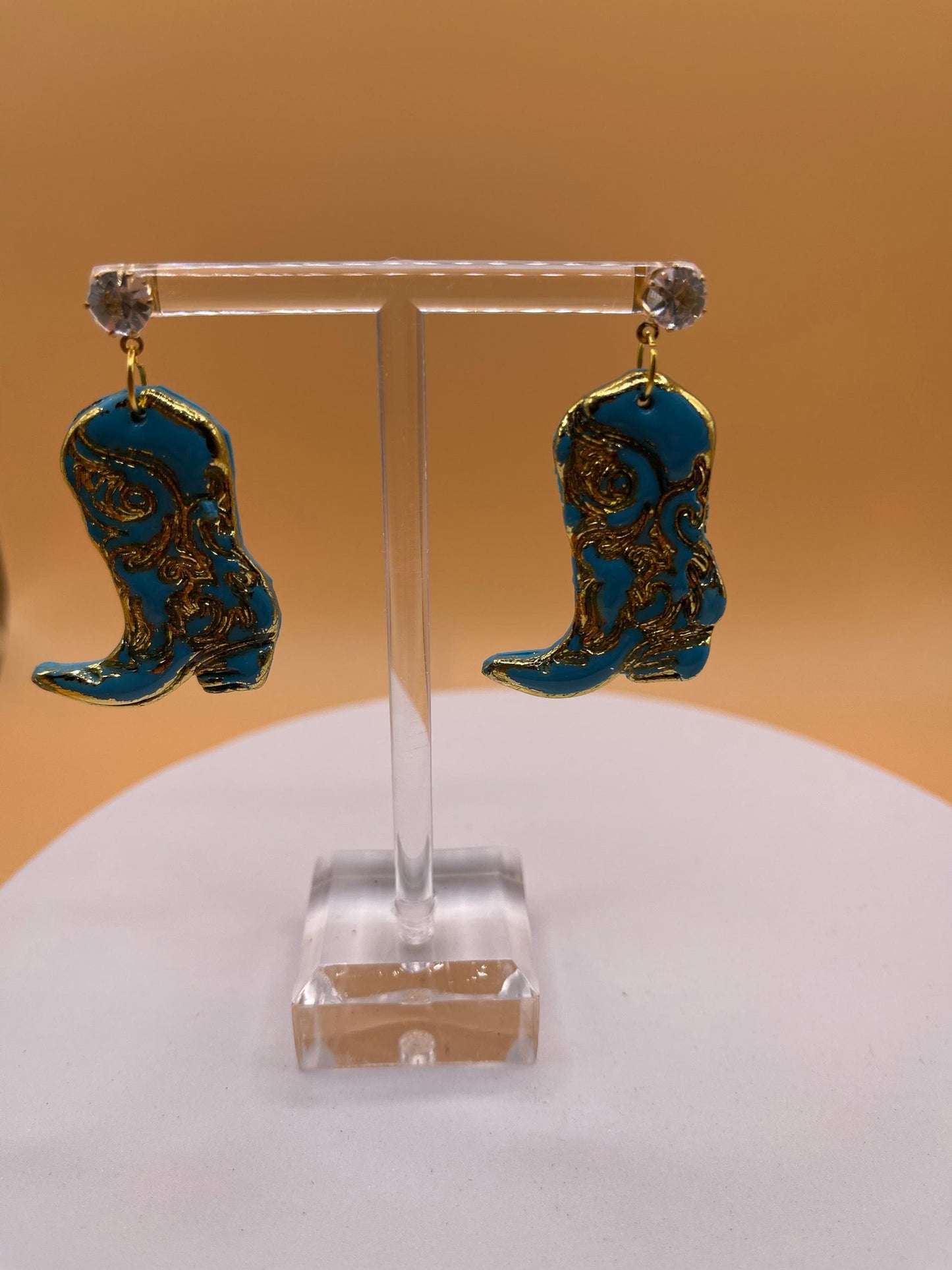 Turquoise Cowboy Boot Earrings