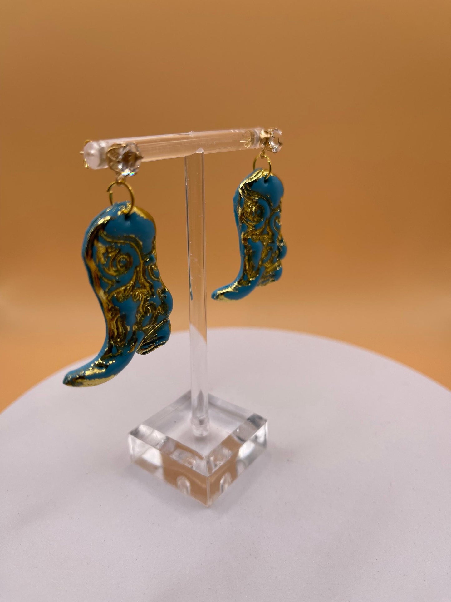 Turquoise Cowboy Boot Earrings