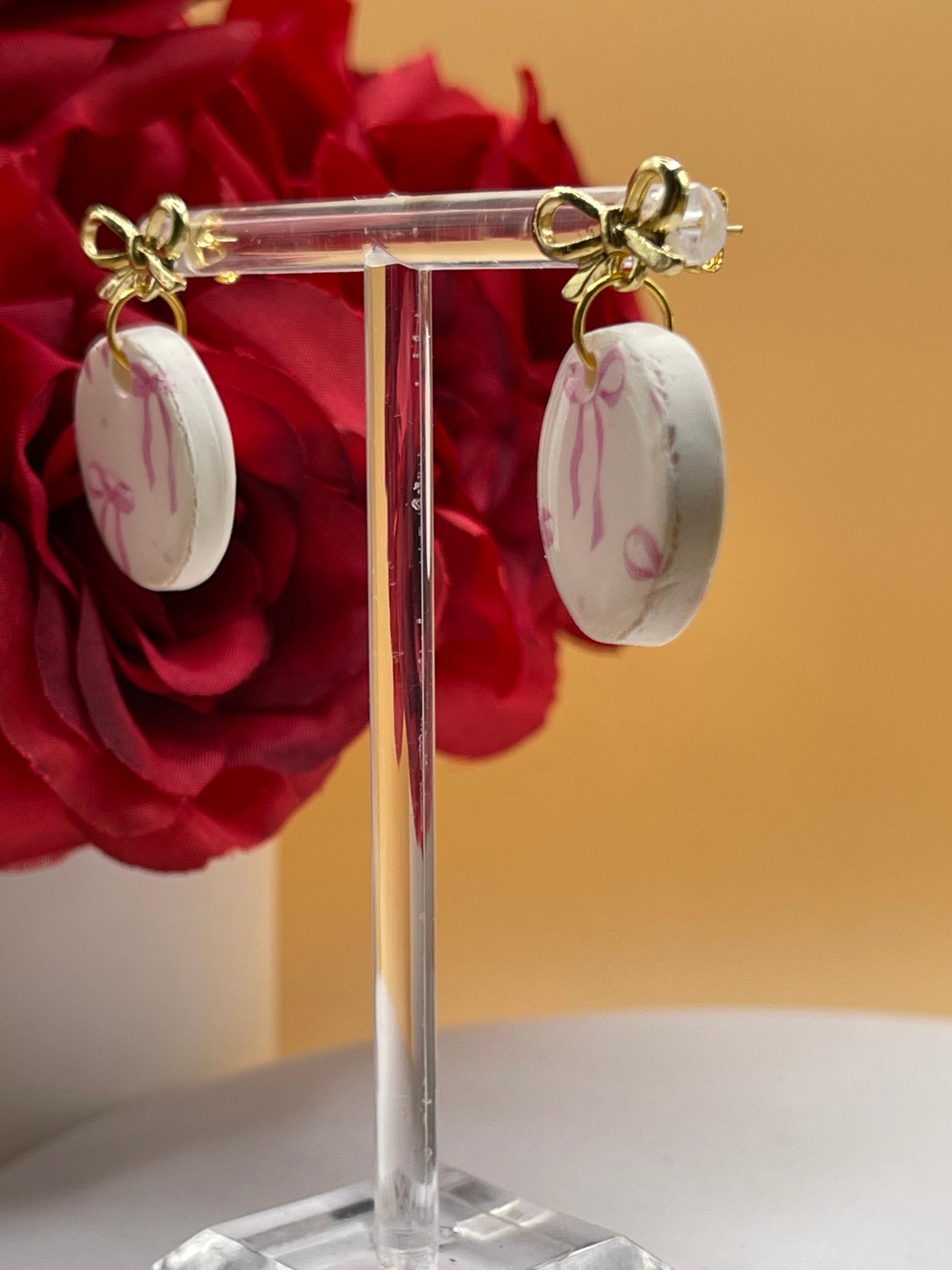 Pink Bow Dangle Earrings