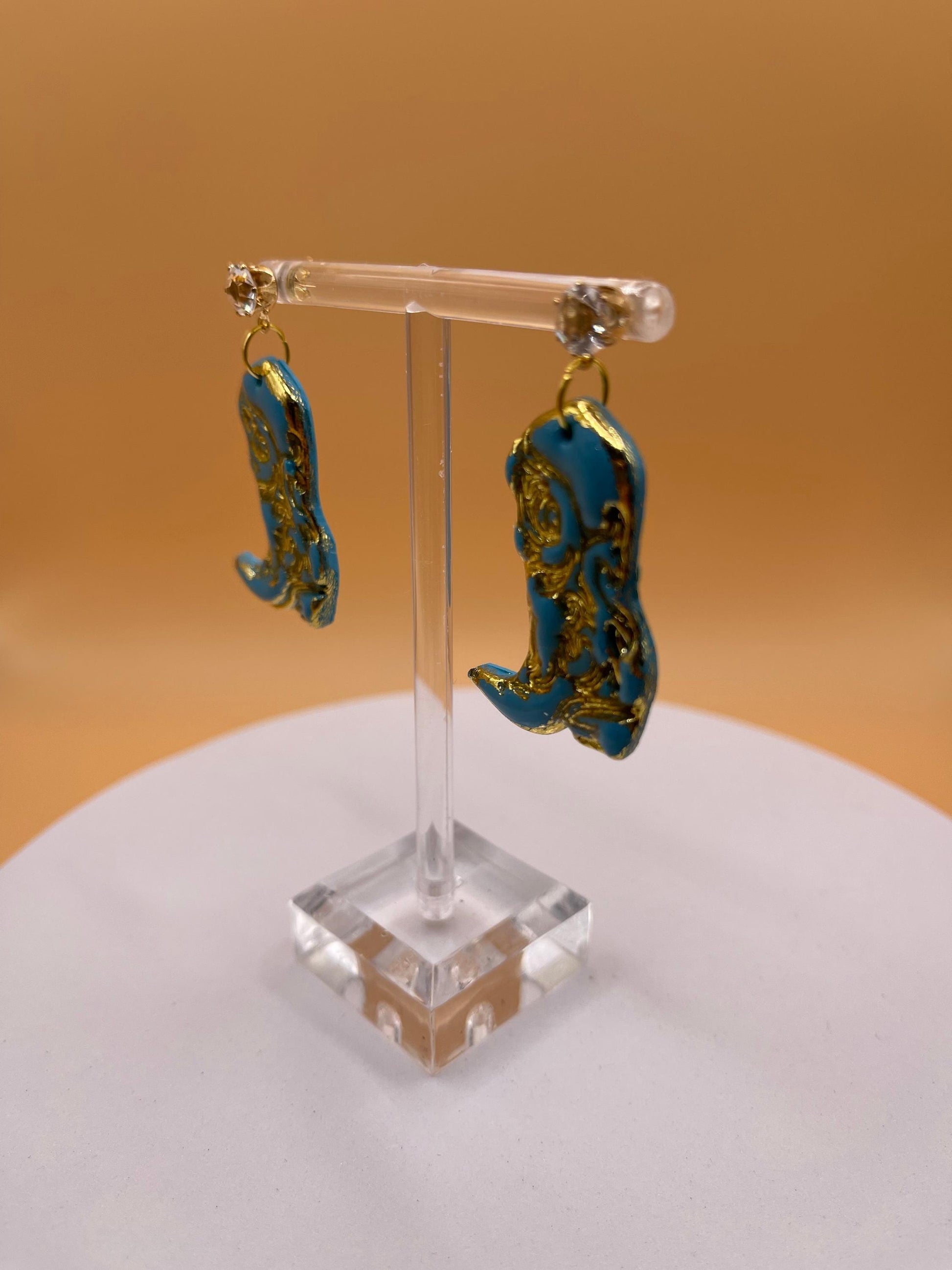 Turquoise Cowboy Boot Earrings
