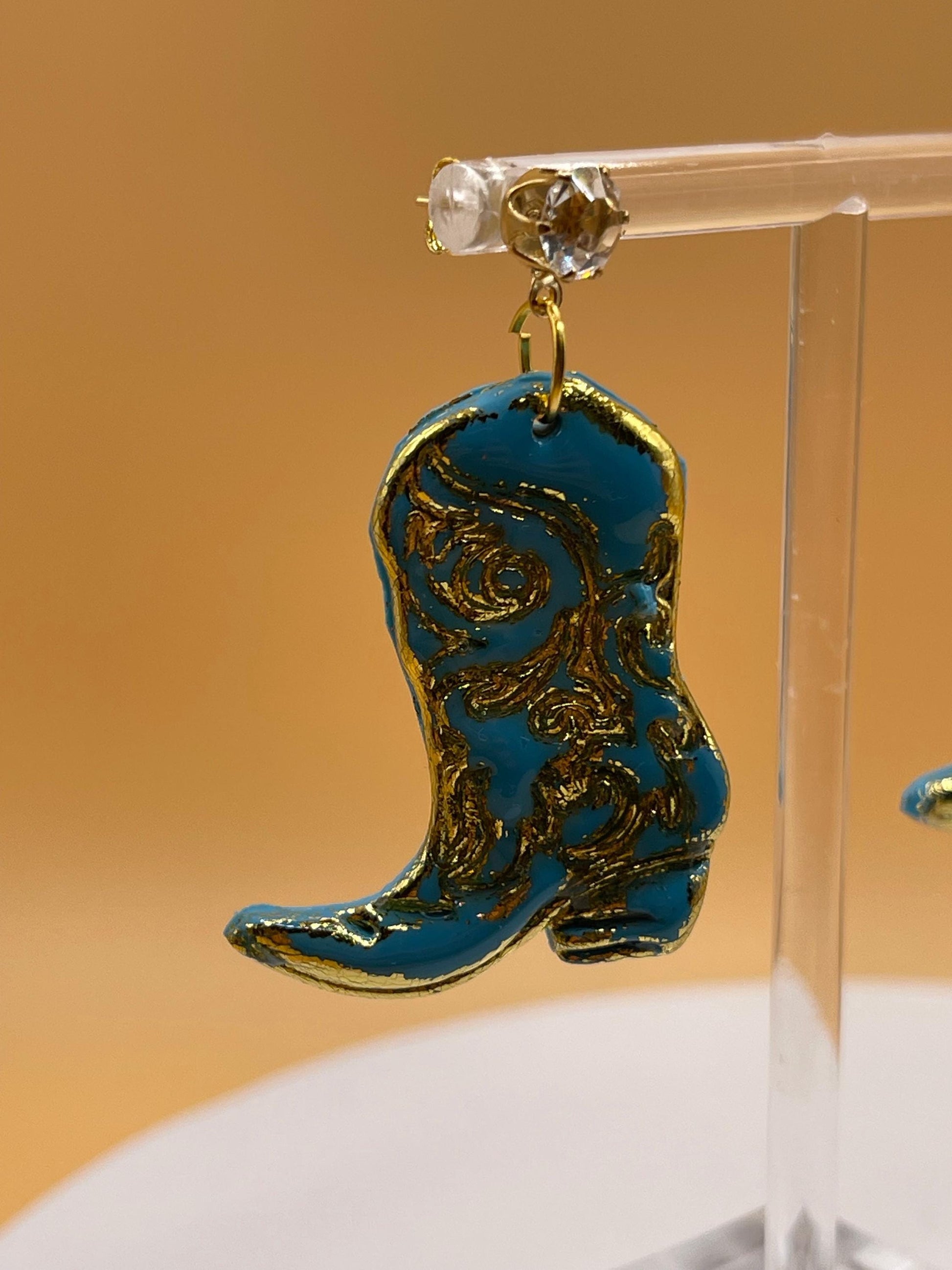 Turquoise Cowboy Boot Earrings