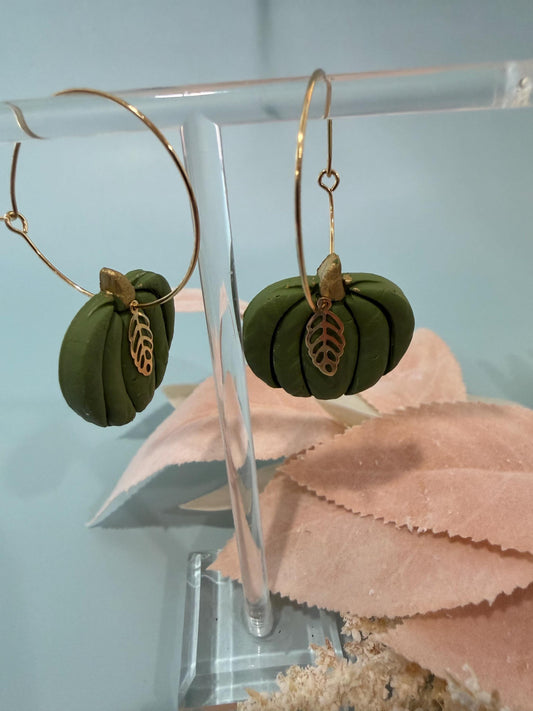 Pumpkin Hoop Earrings, Fall Dangles, Autumn Vibe Hoops