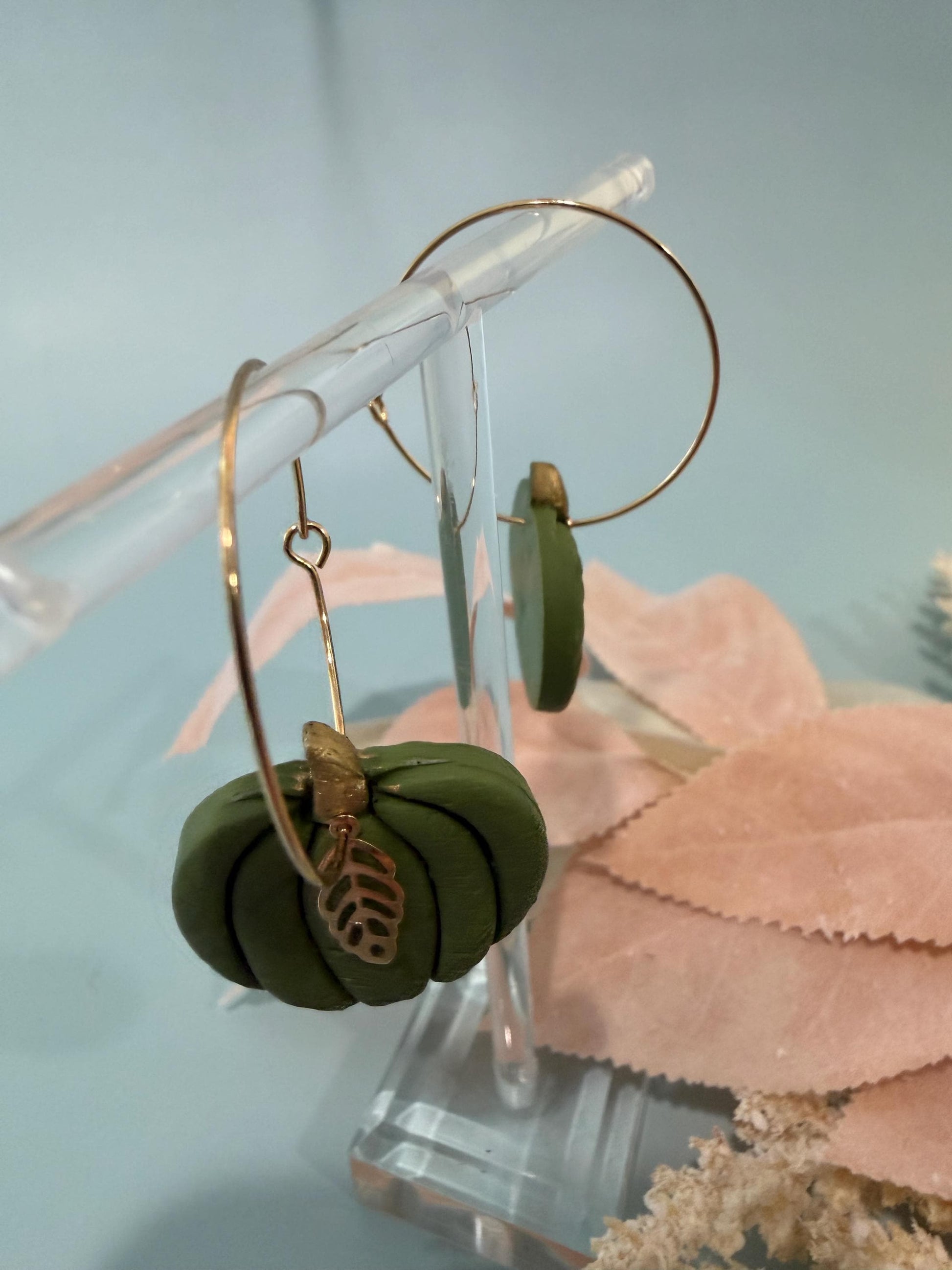 Pumpkin Hoop Earrings, Fall Dangles, Autumn Vibe Hoops