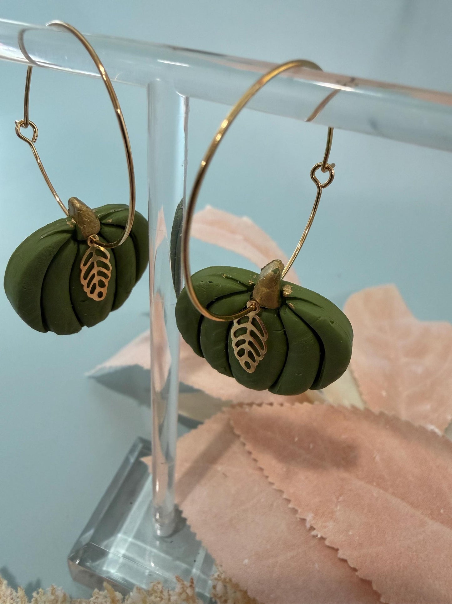 Pumpkin Hoop Earrings, Fall Dangles, Autumn Vibe Hoops