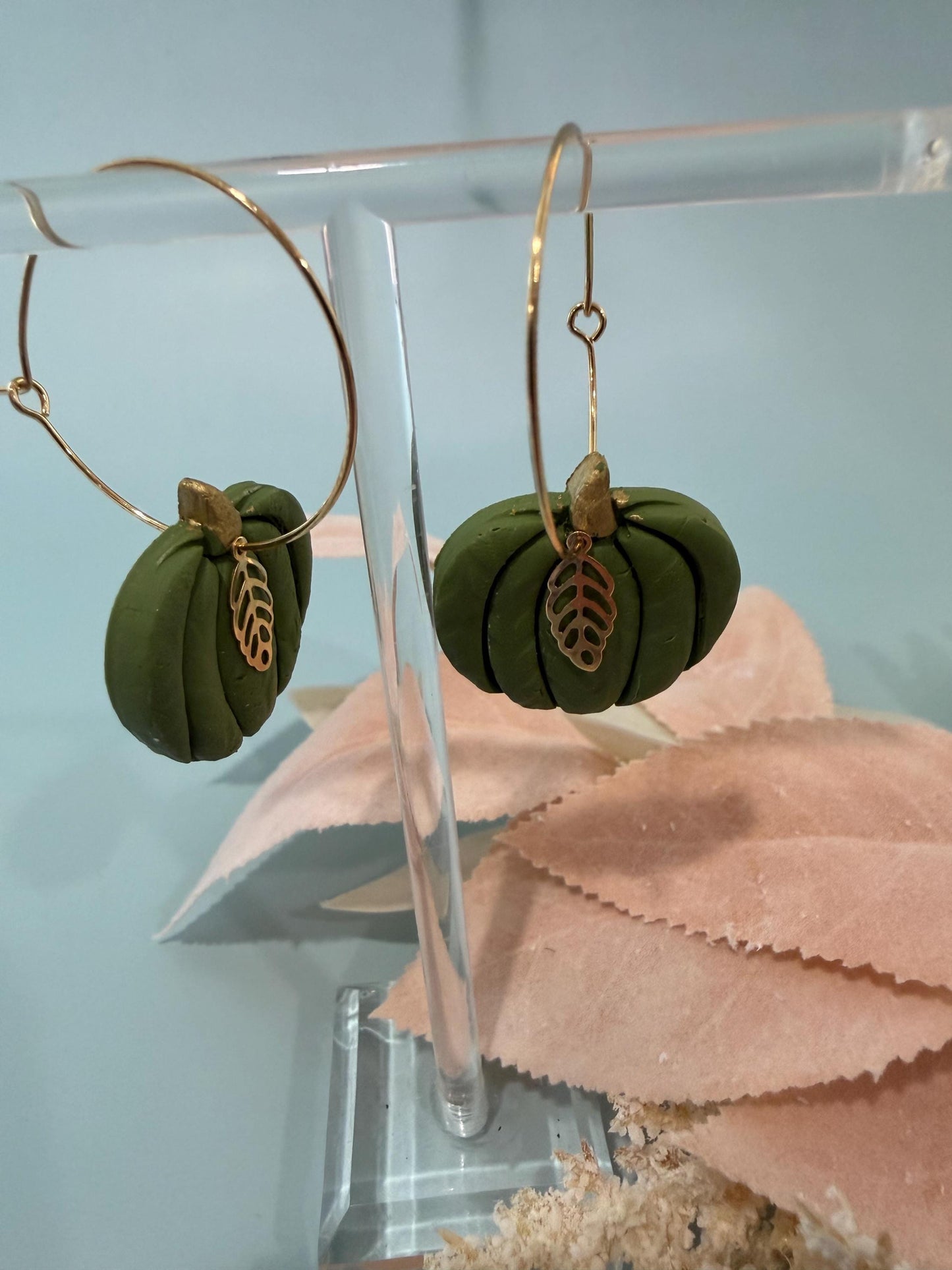 Pumpkin Hoop Earrings, Fall Dangles, Autumn Vibe Hoops