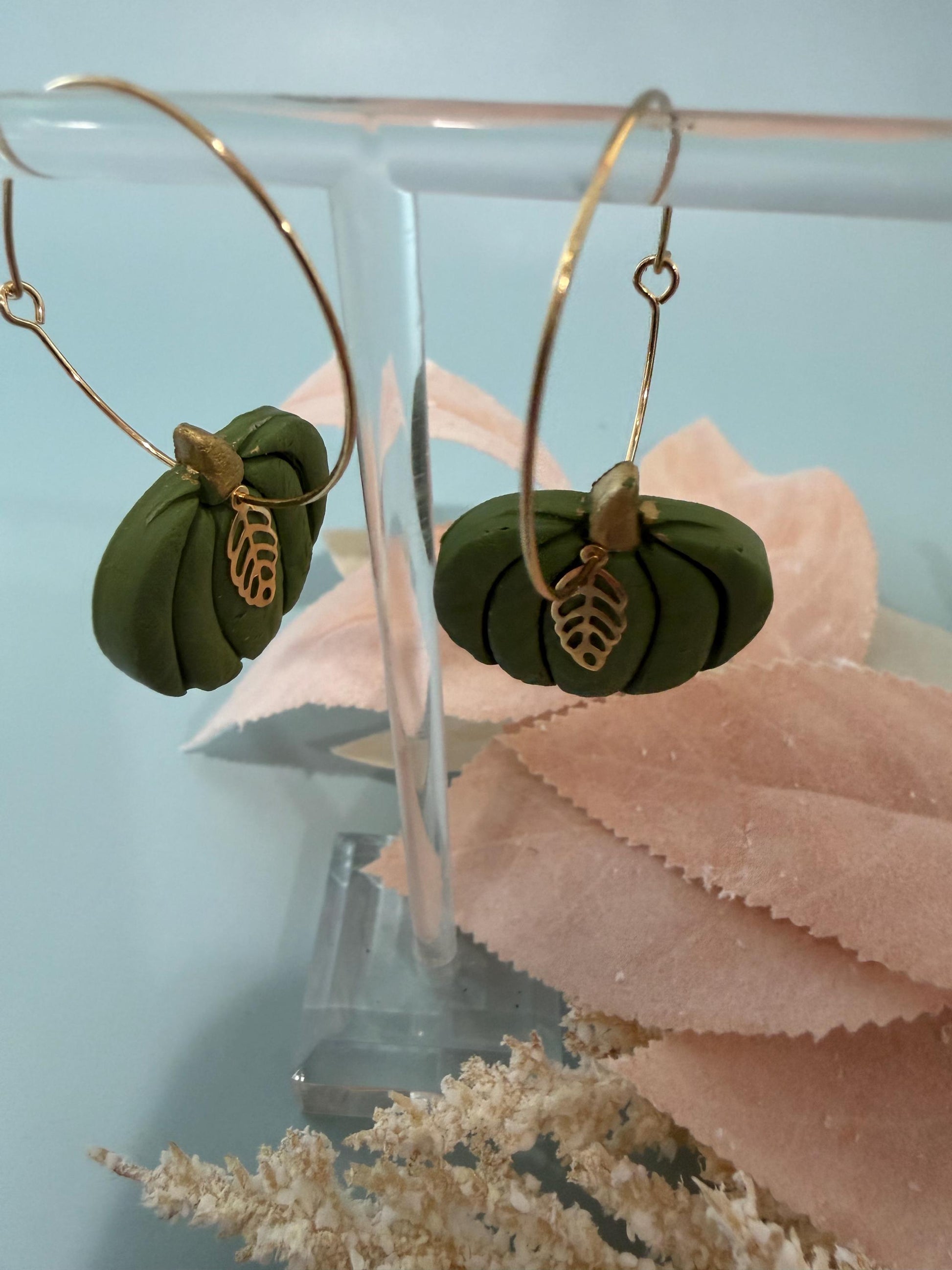 Pumpkin Hoop Earrings, Fall Dangles, Autumn Vibe Hoops