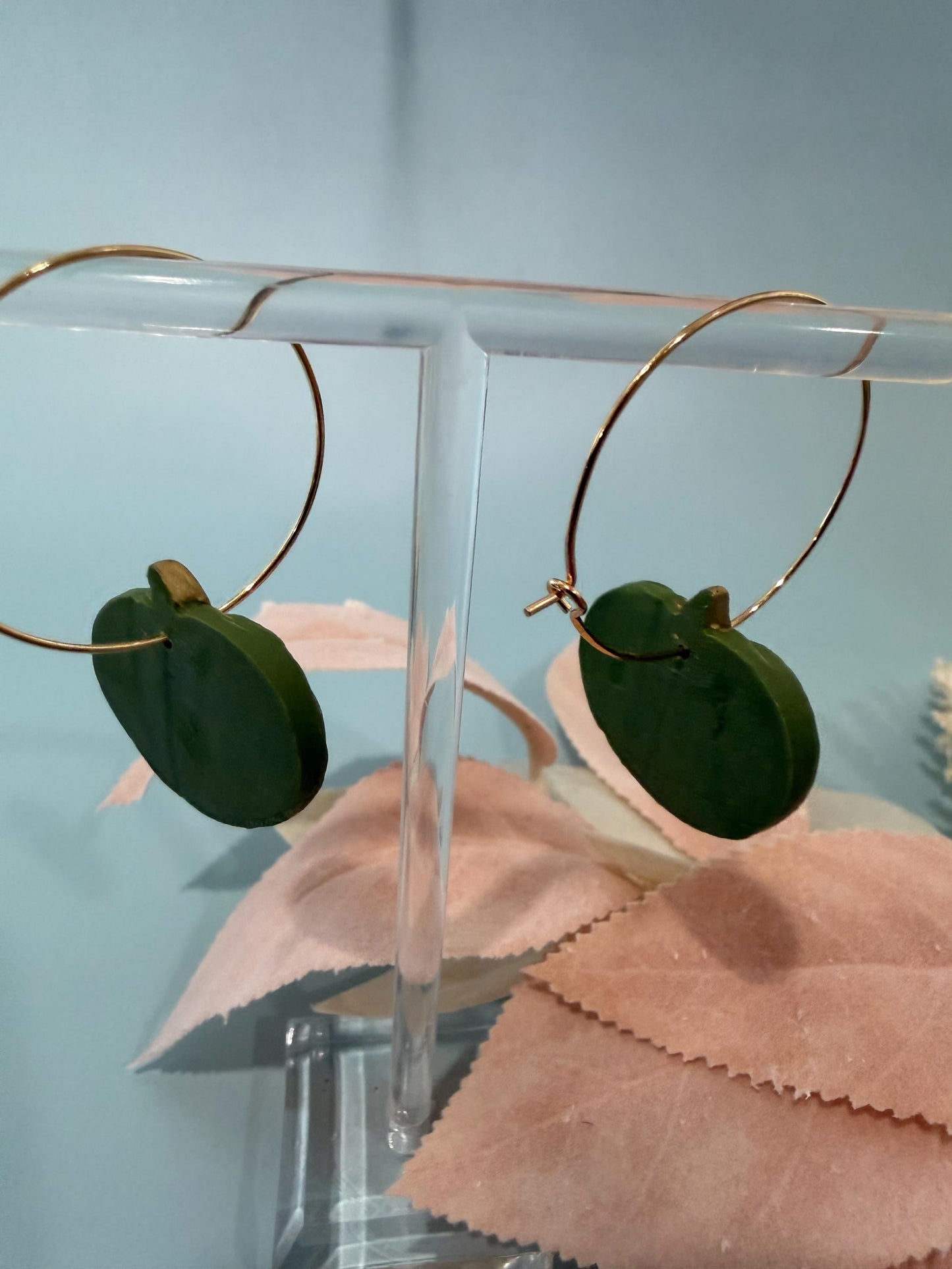 Pumpkin Hoop Earrings, Fall Dangles, Autumn Vibe Hoops