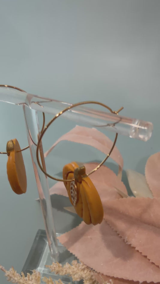 Pumpkin Hoop Earrings, Fall Dangles, Autumn Vibe Hoops