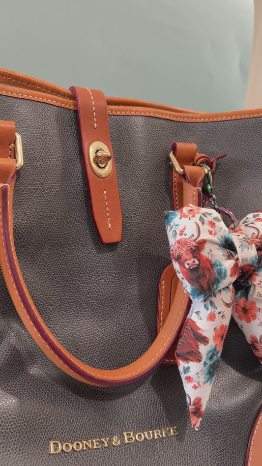 Puffy Bow Purse Charm, Highland Cow Print